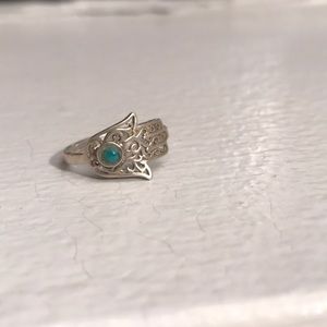 Silver hamsa ring with stone